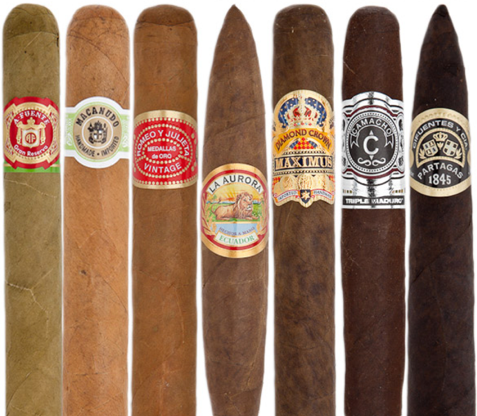 Cigars with different coloured wrappers
