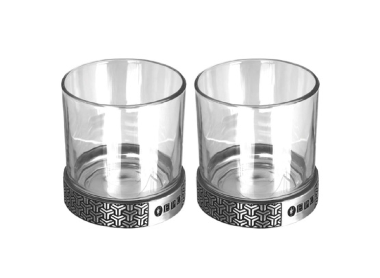 Two decorated tumbler glasses