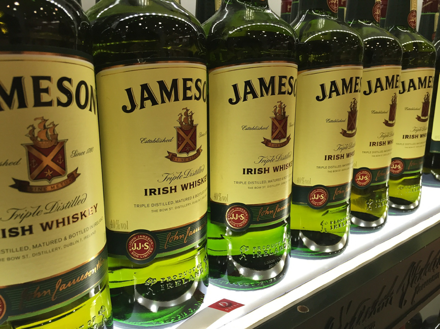 Jameson whiskey bottles