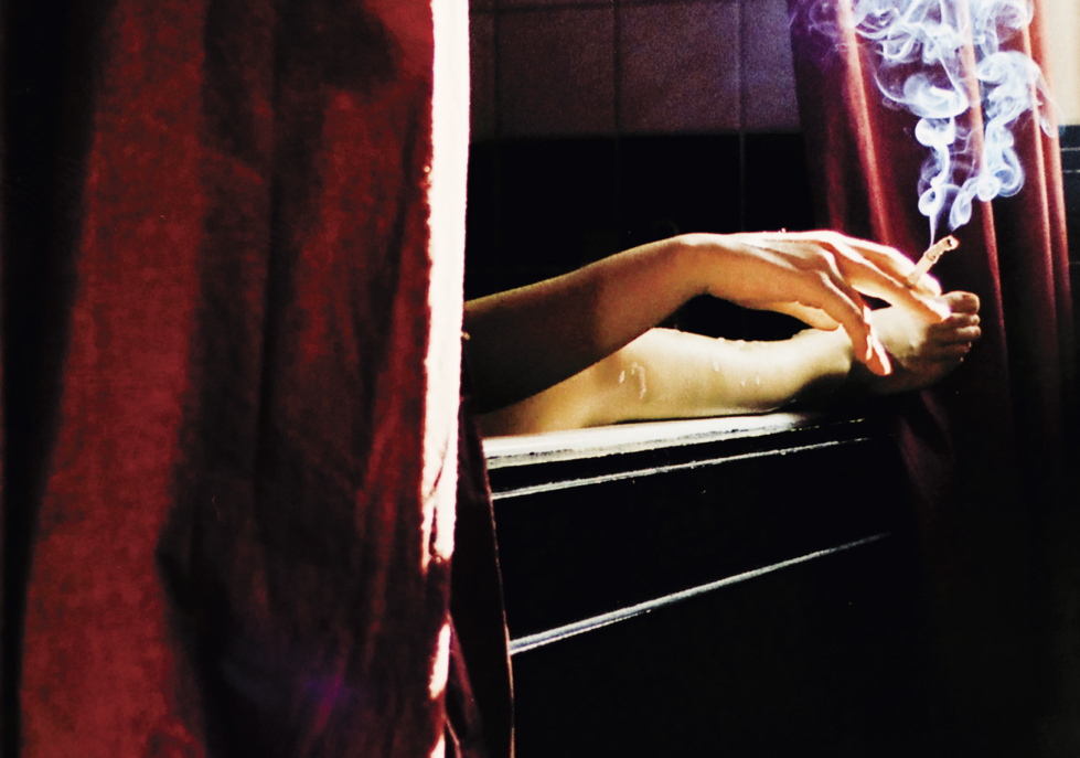 Cigarette smoking in the bath