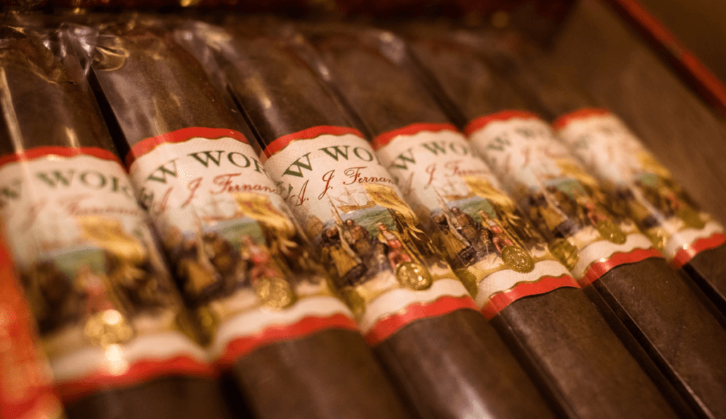 Cigars arranged in lines in humidor