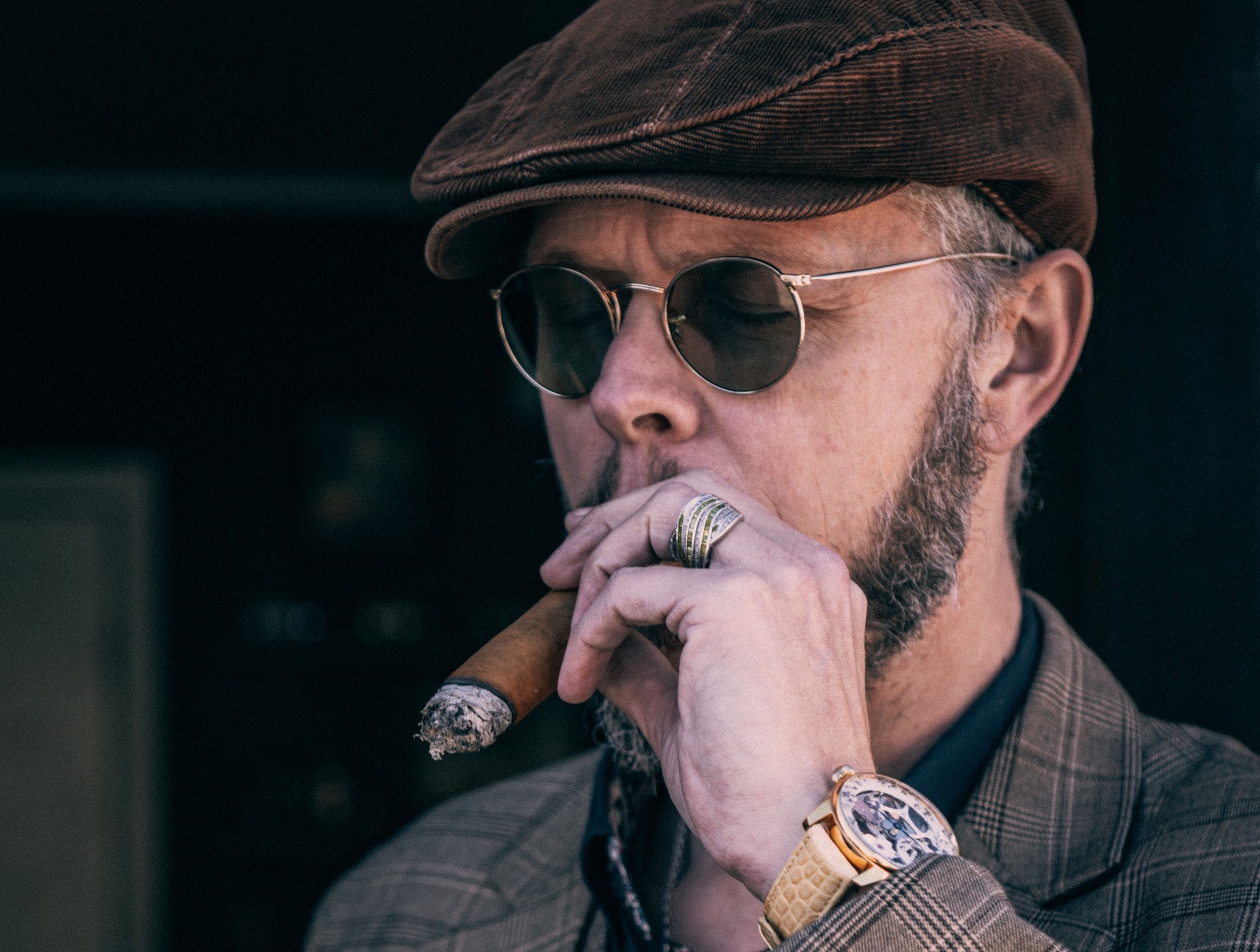 A man smoking a cigar