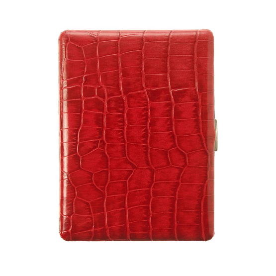 Tsubota Pearl Cosmos Croco Cigarette Case - Red