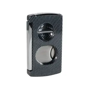 BLD 3-in-1 Double Cigar Cutter V-Cut and Punch - Carbon Fibre