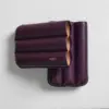 Bosquet Paris Fluted Purple Grained Calf Leather Cigar Case - 3 Cigars