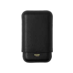 Bosquet Paris Black Grained Calf Leather Cigar Case - 3 Cigars