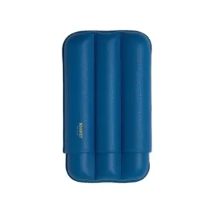 Bosquet Paris Fluted Capri Blue Grained Calf Leather Cigar Case - 3 Cigars