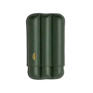 Bosquet Paris Fluted Forest Green Grained Calf Leather Cigar Case - 3 Cigars
