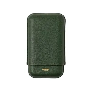 Bosquet Paris Forest Dark Green Grained Calf Leather Cigar Case - 3 Cigars