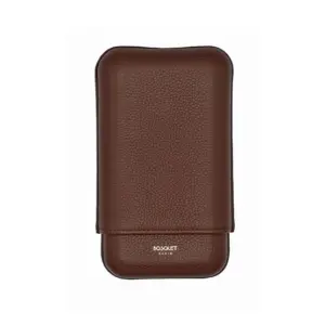 Bosquet Paris Palissander Dark Brown Grained Calf Leather Cigar Case - 3 Cigars