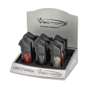 Vector Shadow Double Jet Flame Cigar Lighters - Package Tray of 9