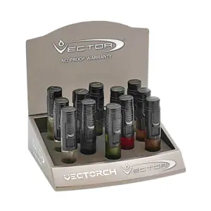 Vector Turbine Single Jet Flame Cigar Lighters - Package Tray of 12