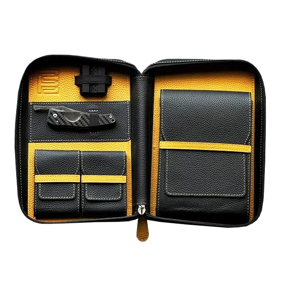 Project Carbon Black & Mustard Leather Travel Case - 5 Cigars - Image 2