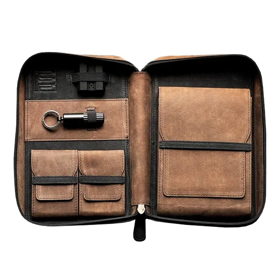 Project Carbon Chocolate Espresso Leather Travel Case - 5 Cigars - Image 2