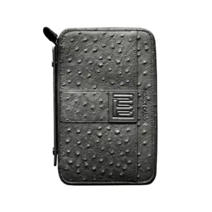 Project Carbon Matte Ostrich Exotic Leather Travel Case - 5 Cigars