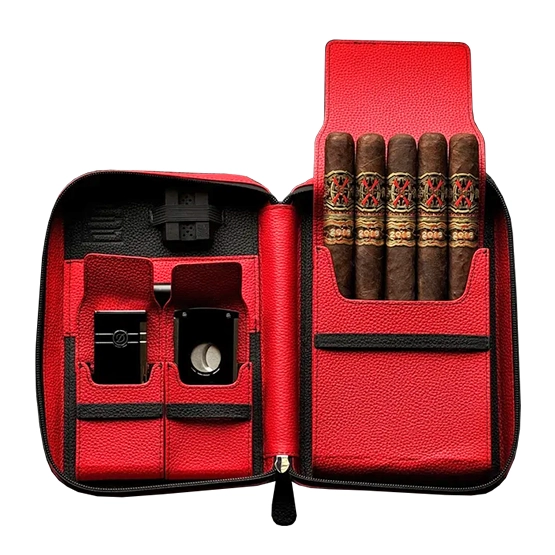 Project Carbon Red & Black Leather Travel Case - 5 Cigars - Image 3