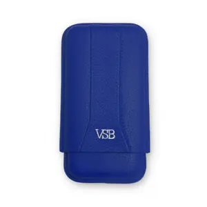 VSB Blue Leather Cigar Case - 3 Robusto