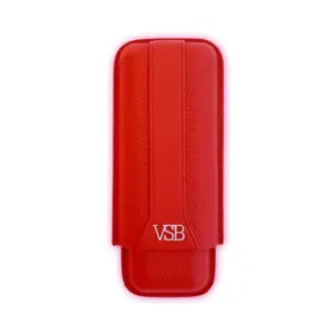 VSB Red Leather Cigar Case - 2 Robusto