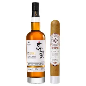 Indri Trini Three Wood Indian Single Malt Indian Whisky and Rocky Patel White Label Robusto Christmas Cigar Deal