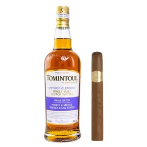Tomintoul Pedro Ximenez Sherry Cask Finish Speyside Single Malt Scotch Whisky (70cl / 40%) with Por Larranaga Petit Corona Cigar Pairing